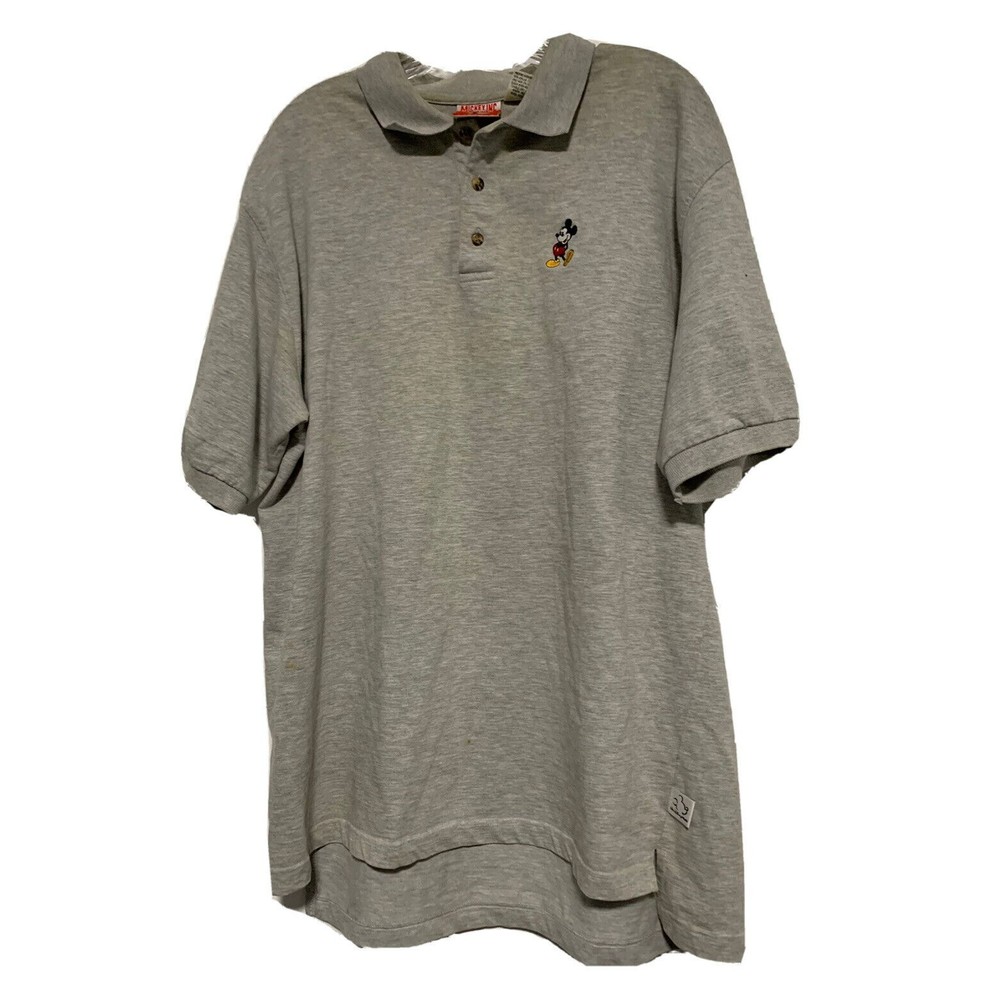 Mickey Inc. Walt Disney Polo Sports Shirt Men's XL Embroidered Short Sleeve Gray